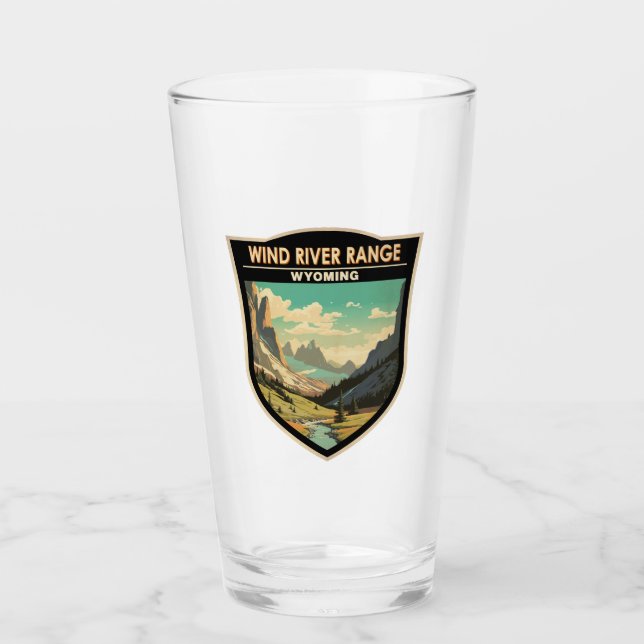 Wind River Range Wyoming Travel Art Vintage Glass (Front)