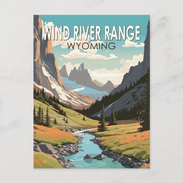 Wind River Range Wyoming Travel Art Vintage Postcard (Front)