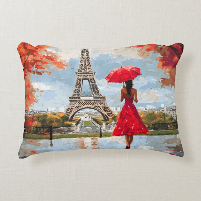 Wind Romance Paris Chic Walk Decorative Cushion (Front)