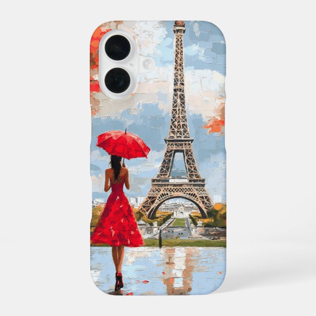 Wind Romance Paris Chic Walk iPhone 16 Case (Back)