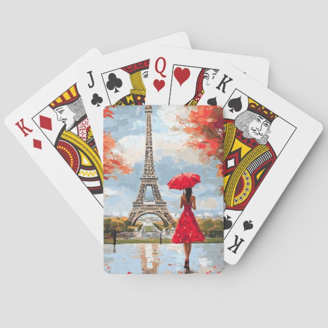Wind Romance Paris Chic Walk Playing Cards (Back)