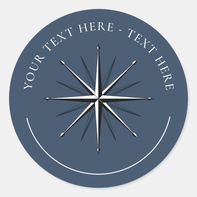 Wind Rose Compass Classic Round Sticker (Front)