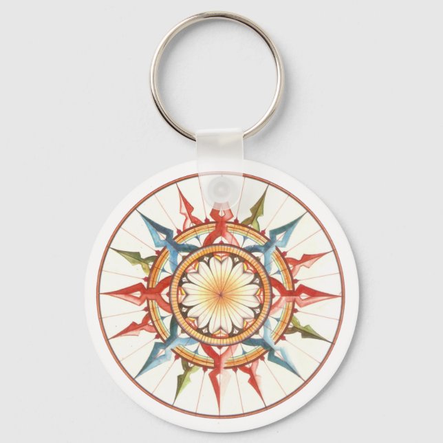 wind rose, compass key ring (Front)