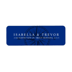 Wind Rose Compass Nautical Blue Return Address