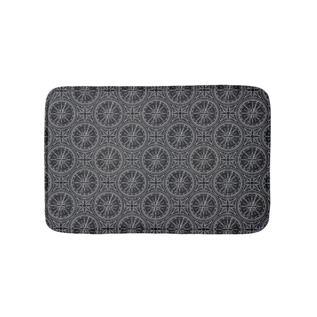 Wind Rose Compass Pattern Bath Mat (Front)