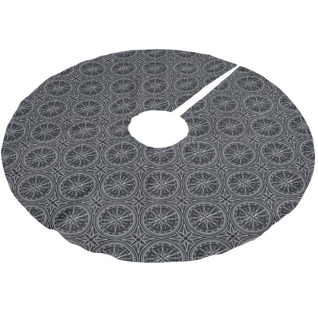 Wind Rose Compass Pattern Brushed Polyester Tree Skirt (Angled)