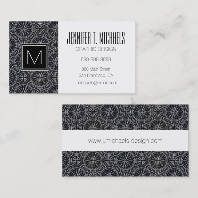 Wind Rose Compass Pattern Business Card (Front/Back)
