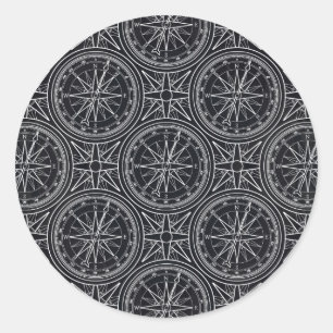 Wind Rose Compass Pattern Classic Round Sticker