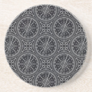 Wind Rose Compass Pattern Coaster