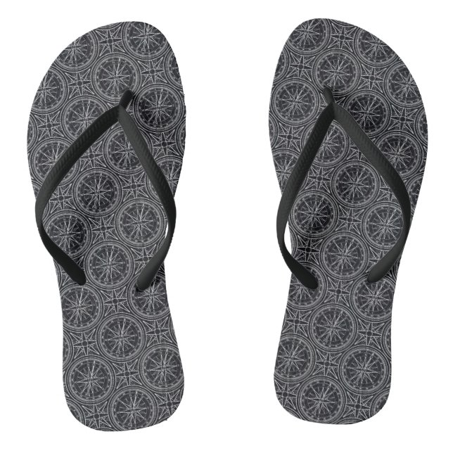 Wind Rose Compass Pattern Flip Flops (Footbed)