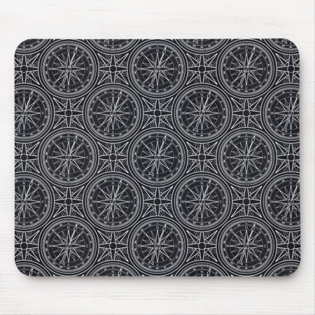 Wind Rose Compass Pattern Mouse Mat (Front)