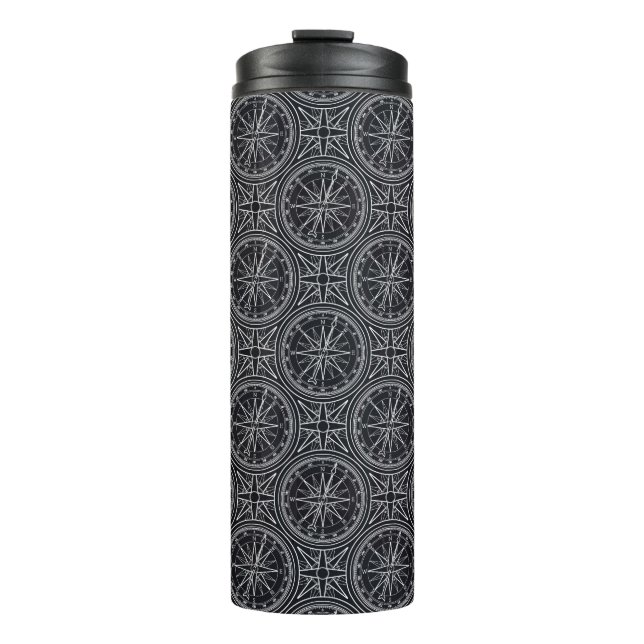 Wind Rose Compass Pattern Thermal Tumbler (Front)