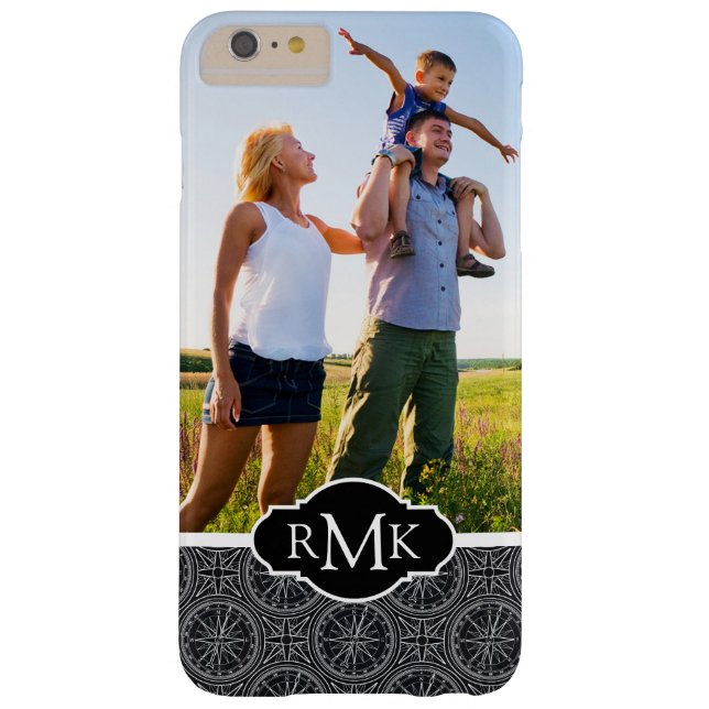 Wind Rose Compass Pattern| Your Photo & Monogram Case-Mate iPhone Case (Back)