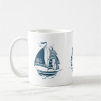 Wind Sailing Nautical Tribal Boat Illustration