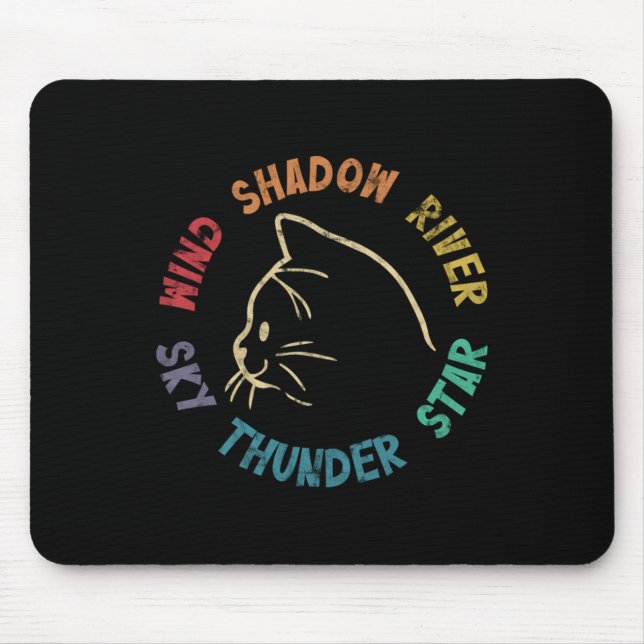 Wind Shadow River Star Thunder Sky Cat Feline Pull Mouse Mat (Front)