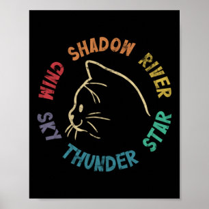 Wind Shadow River Star Thunder Sky Cat Feline Pull Poster