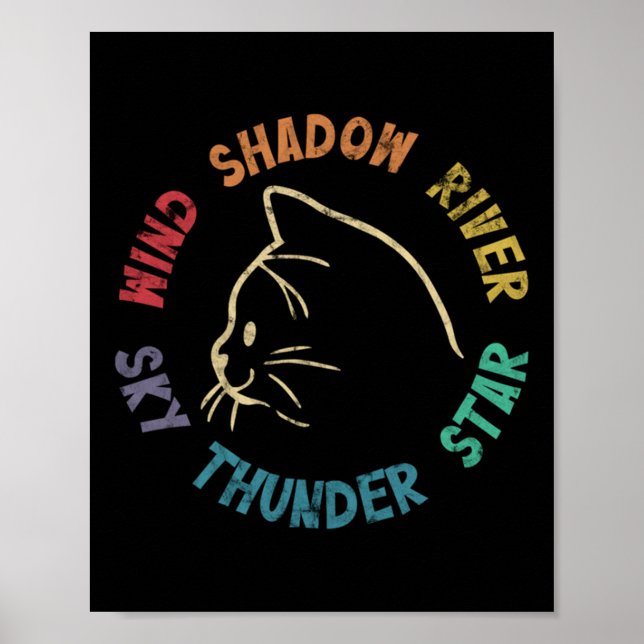 Wind Shadow River Star Thunder Sky Cat Feline Pull Poster (Front)