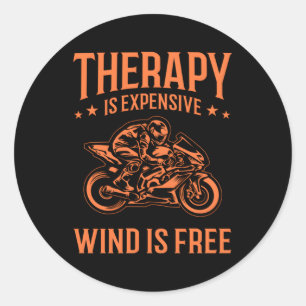 Wind Therapy Motorcycle Bikers Riders Classic Round Sticker
