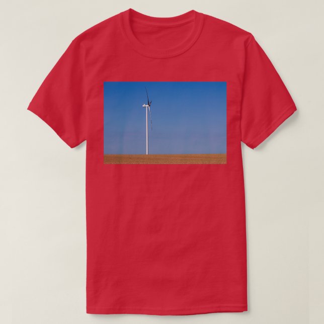 wind turbine on wheat field in summer landscape T-Shirt (Design Front)