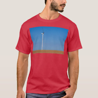wind turbine on wheat field in summer landscape T-Shirt