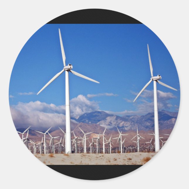Wind turbines classic round sticker (Front)