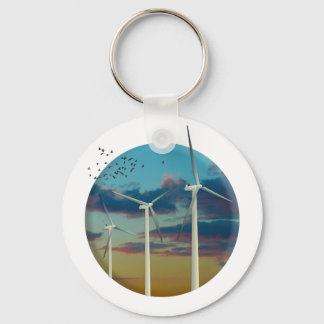 Wind Turbines Painted Sky Key Ring