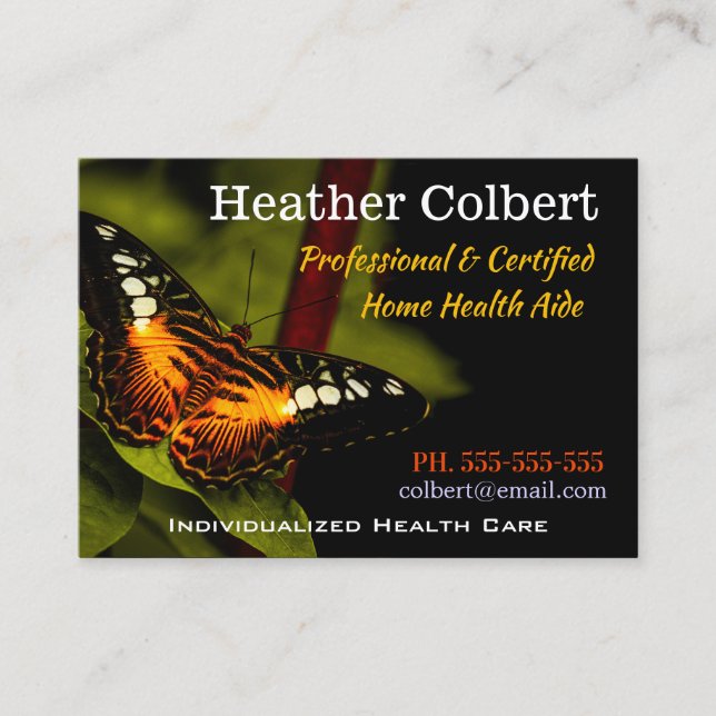 Wind Under Wings Professional Caregiver  Business Card (Front)