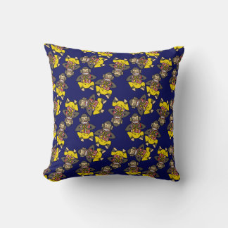 Wind up cymbal, clapping monkey pattern cushion