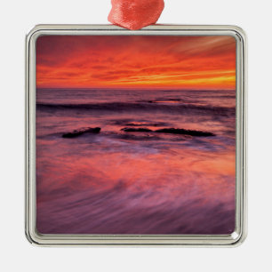 Windansea Beach Red Sunset Metal Tree Decoration
