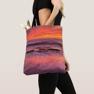 Windansea Beach Red Sunset Tote Bag