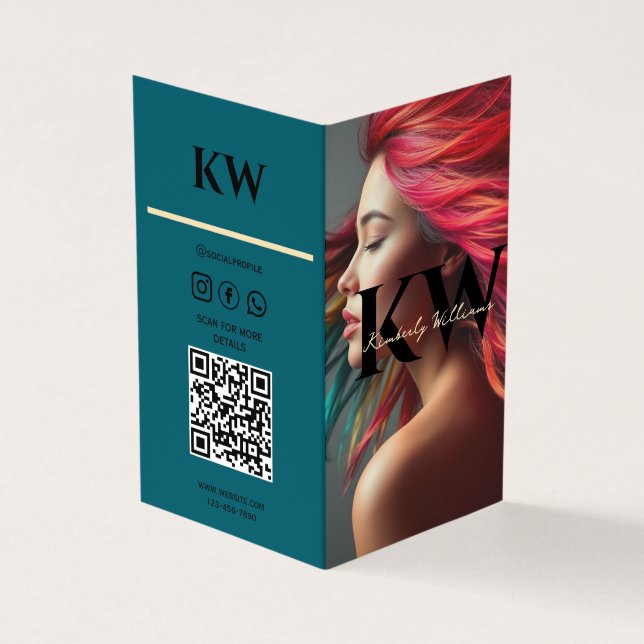 Windblown Hair Folded Card – Modern & Elegant (Outside)