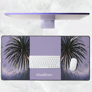 Windblown Palm Tree Tropical Purple Customisable Desk Mat