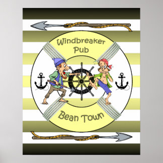 "Windbreaker Pub" ~ Bean Town ~ (Boston) ~ Poster