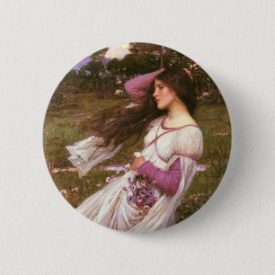 Windflowers by John William Waterhouse 6 Cm Round Badge