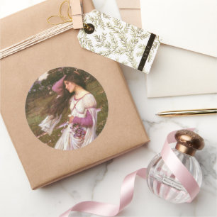 Windflowers by John William Waterhouse Classic Round Sticker