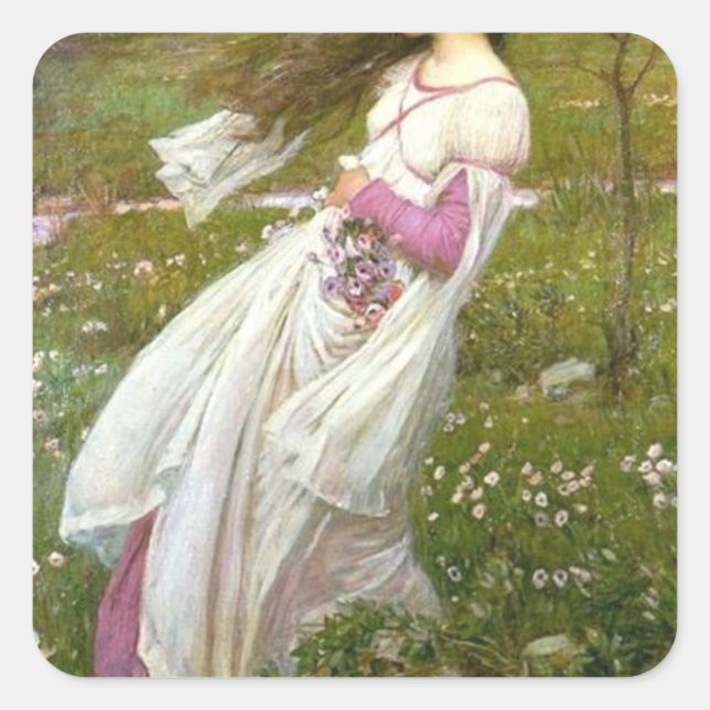 Windflowers John William Waterhouse Square Sticker (Front)