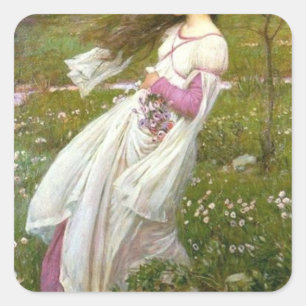 Windflowers John William Waterhouse Square Sticker