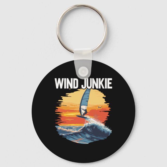 Windfoiling Board Wind Junkie Wing Foil Surfing  Key Ring (Front)
