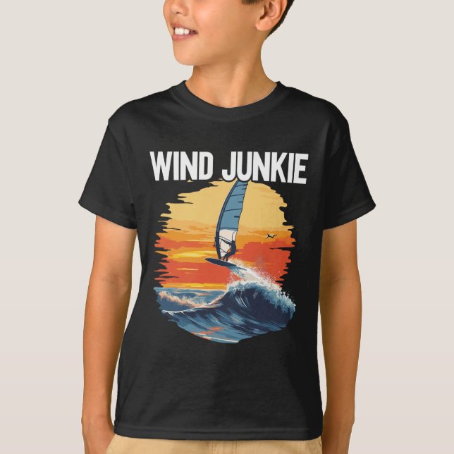 Windfoiling Board Wind Junkie Wing Foil Surfing  T-Shirt (Front)