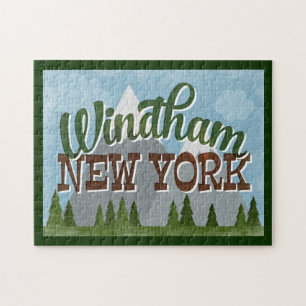 Windham New York Fun Retro Snowy Mountains Jigsaw Puzzle