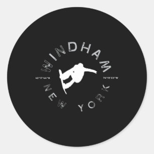 Windham New York Vintage Retro Snowboarding Classic Round Sticker