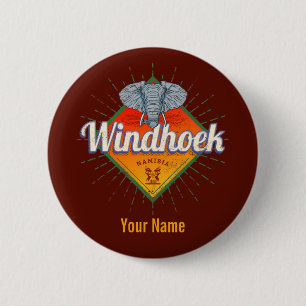 Windhoek Namibia Retro Elephant Vintage Africa 6 Cm Round Badge