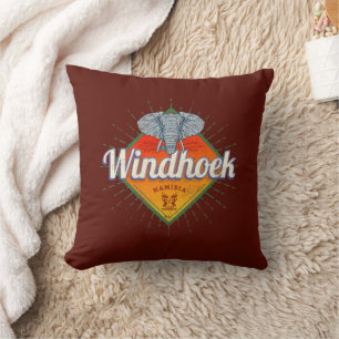 Windhoek Namibia Retro Elephant Vintage Africa Cushion