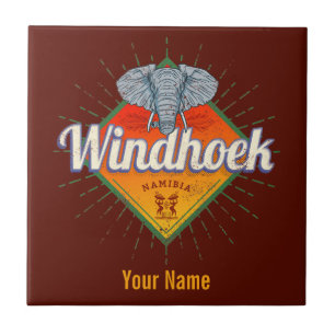 Windhoek Namibia Retro Elephant Vintage Africa Tile