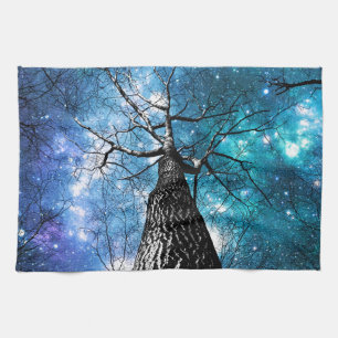 Winding Branches Falling Stars Tea Towel