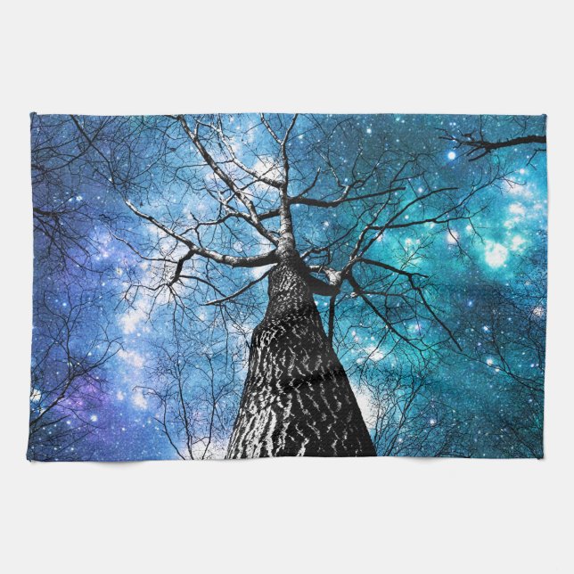 Winding Branches Falling Stars Tea Towel (Horizontal)