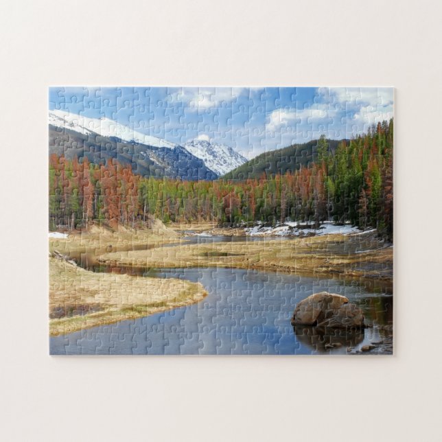 Winding Colorado River With Mountains and Pines Jigsaw Puzzle (Horizontal)