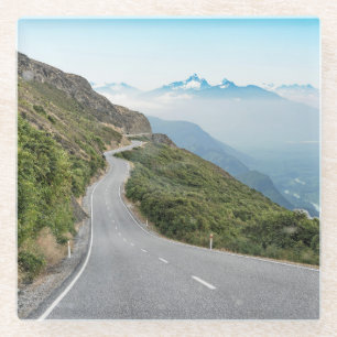 Winding Mountain Road Olympic National Park Glass Coaster