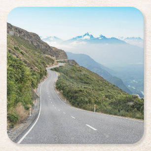 Winding Mountain Road   Olympic National Park Square Paper Coaster