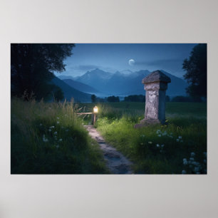 Winding path to the property line near the lake poster